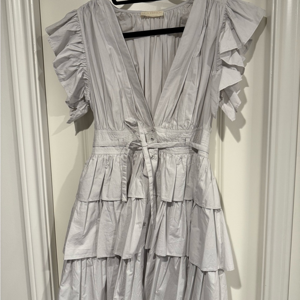 Ulla Johnson Gray Ruffled Tiered Mini Dress